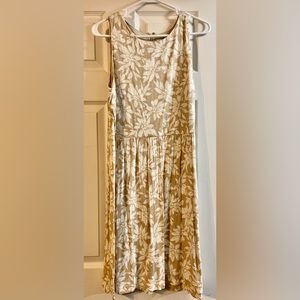 Loft Women’s Tan & White Floral Knee Length Dress